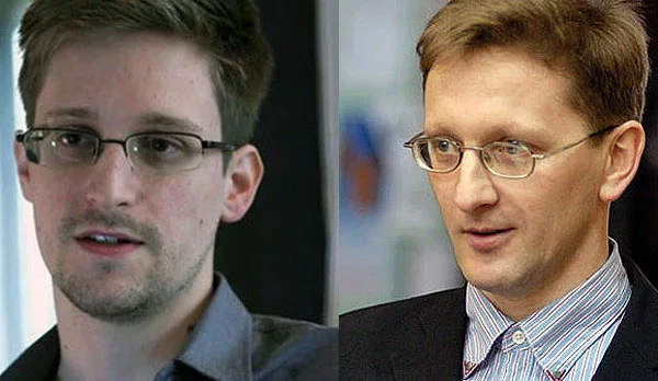 На фото — Эдвард Сноуден и белорусский политолог Алесь Логвинец.