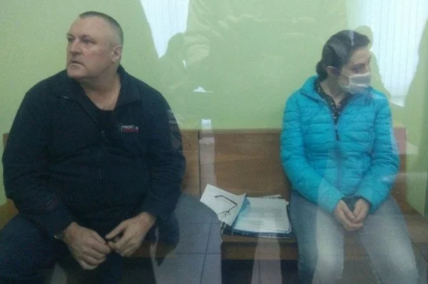 Леонид Судаленко и Татьяна Ласица в суде. Фото: «Гомельская Весна»