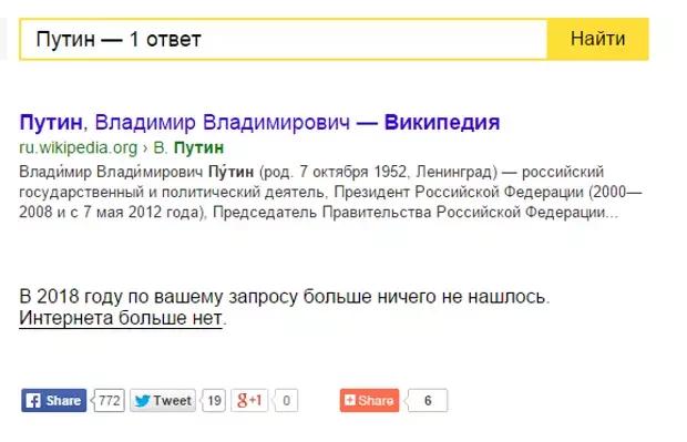 Шутливый сервис zabvenie.com показывает, каким может стать Рунет после приобретения законом силы. Только по одному запросу показывается один результат. По другим — ноль результатов