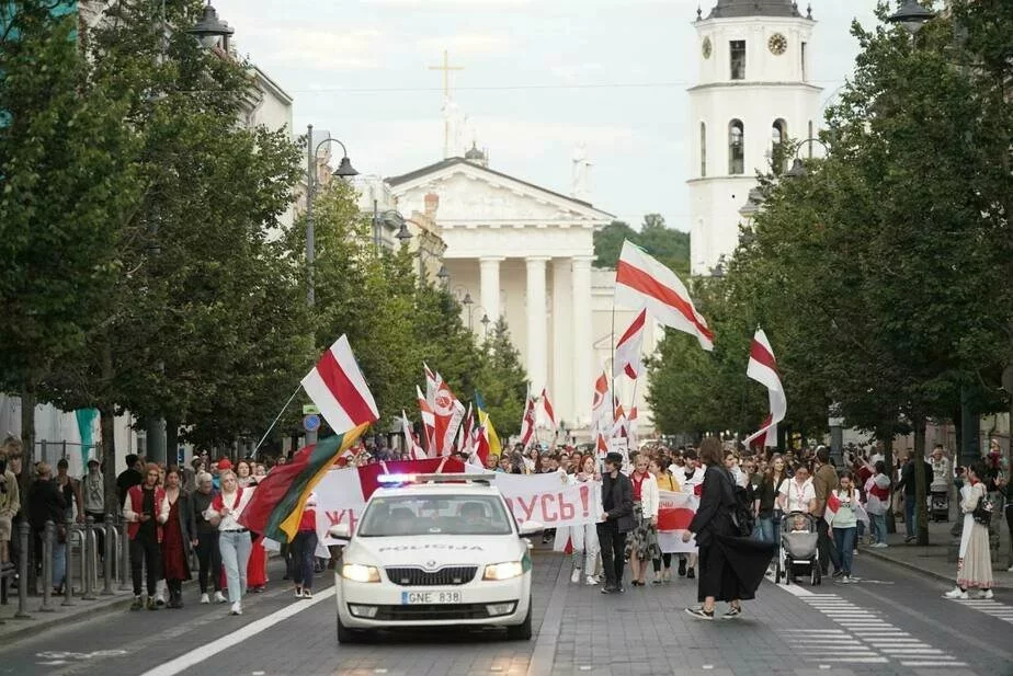 Шествие белорусов в Вильнюсе 9 августа 2022 года